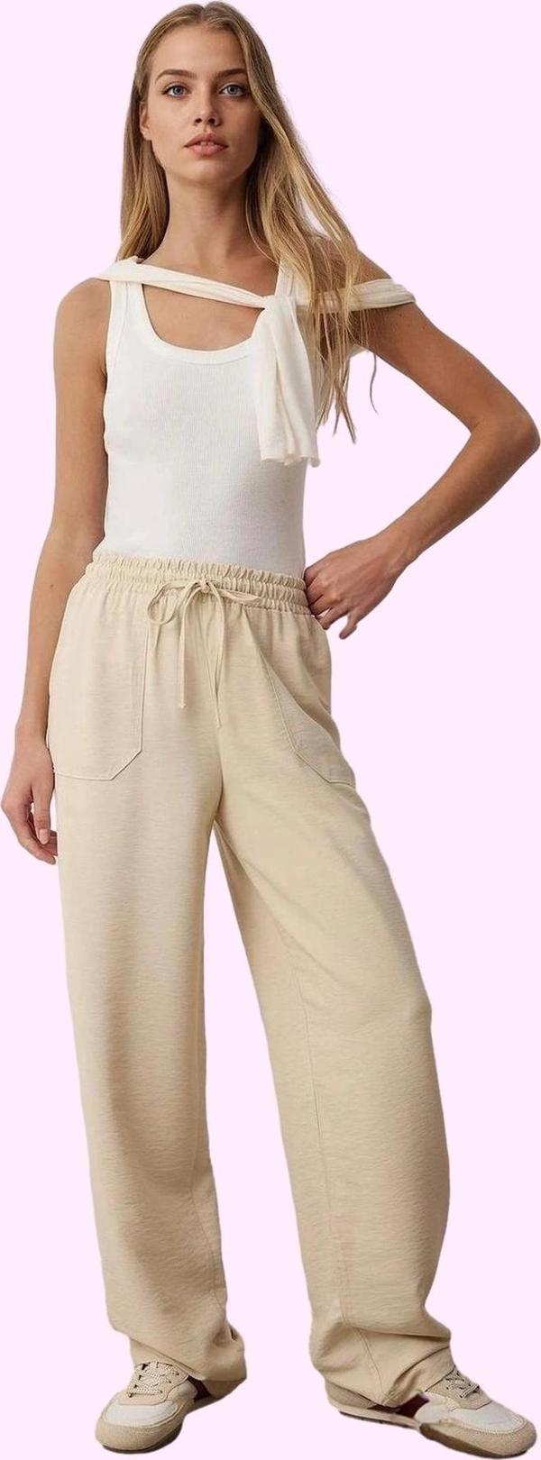 Kadın Renk Regular Boy Dar Paça Pantolon Yüksek Bel Günlük Şıklık Yaz Aylarının Vazgeçilmezi - Image 1