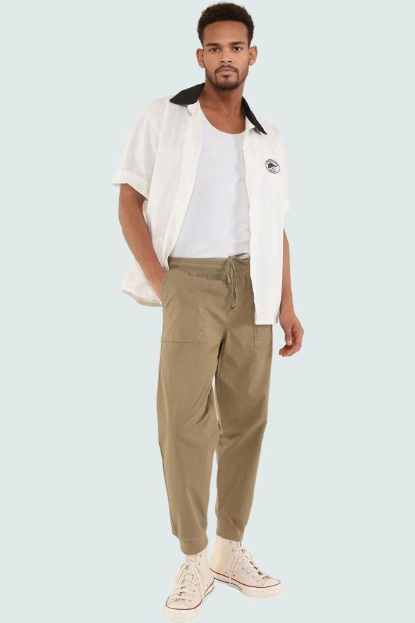 Erkek Rahat Jogger Pantolon Günlük Kullanım İçin Pamuk Gabardin Kumaş Yaz Aylarının Vazgeçilmezi - Image 1