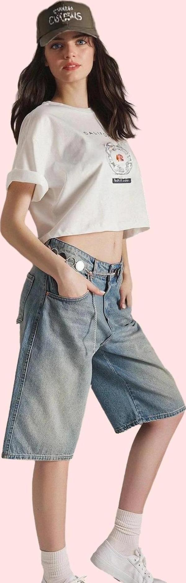 Kadın Yazlık Bermuda Şort; Pamuk Normal Bel Geniş Paça Günlük Stil Yaz Aylarının Vazgeçilmezi - Image 1