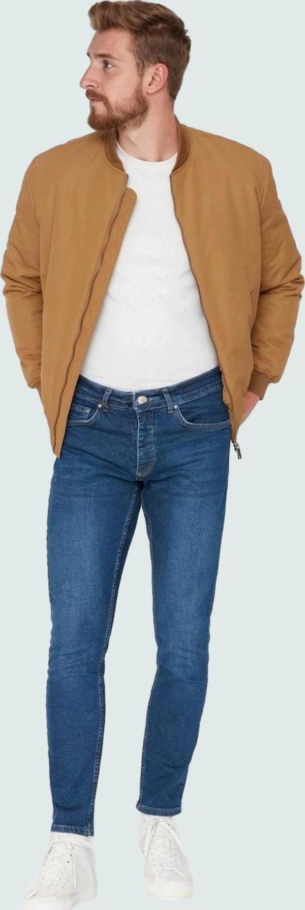 Erkek Günlük Kullanım İçin Pamuklu Esnek Denim Kot Pantolon Dar Paça Slim Fit Modern Tasarım - Image 1