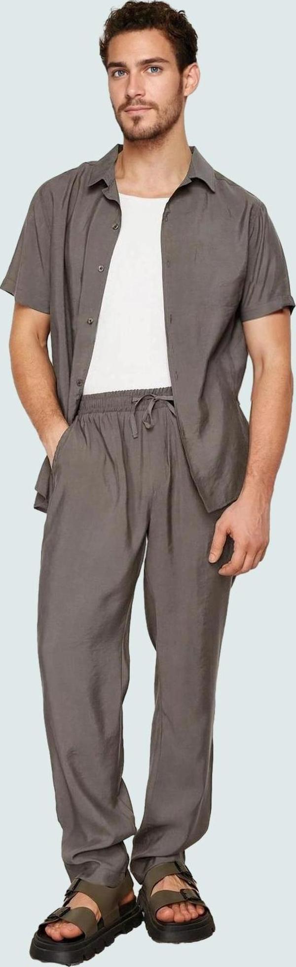 Erkek Lastikli Beli Pantolon Modal Karışımlı Rahat Günlük Ve İş Hayatı İçin Modern Tasarım - Image 1