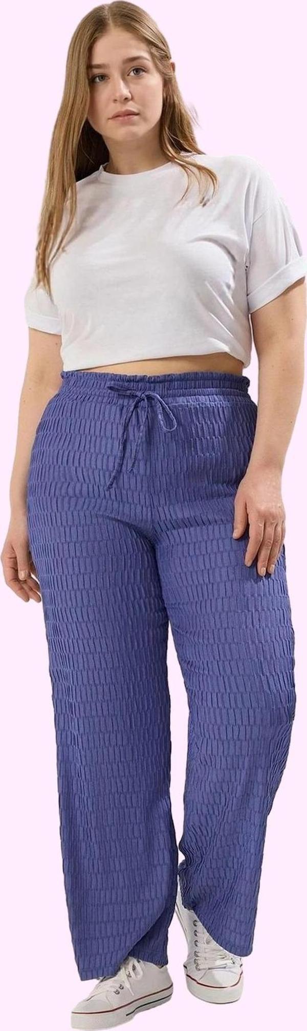 Kadın Dokulu Büyük Beden Pantolon Yüksek Bel Rahatlık Günlük Kullanım Yaz Aylarının Vazgeçilmezi - Image 1