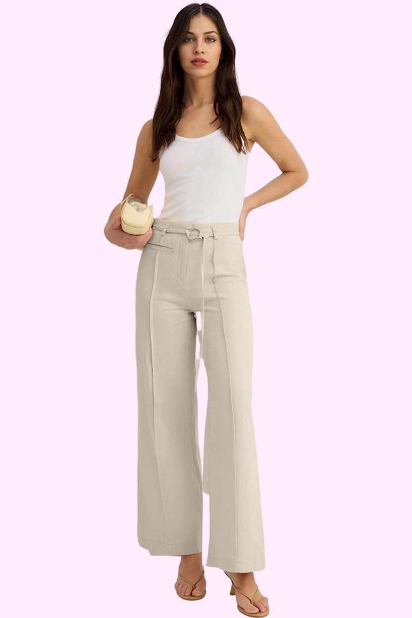 Kadın Pamuklu Geniş Paça Pantolon Yazlık Rahat Kumaşlı Casual Günlük Kullanım Modern Tasarım - Image 1