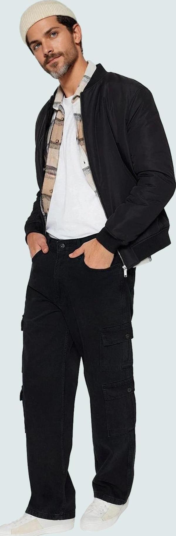 Erkek Pamuk Denim Kargo Pantolon Baggy Kalıp Normal Bel Günlük Kullanım Yaz Aylarının Vazgeçilmezi - Image 1