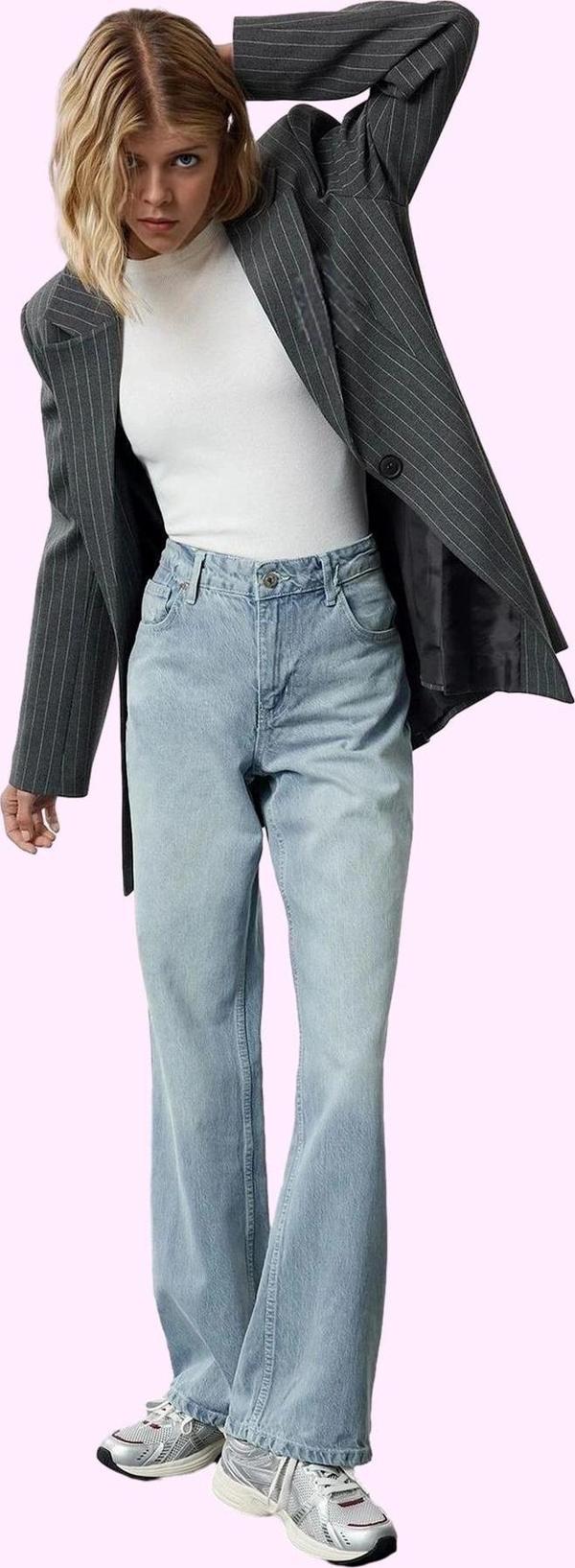 Kadın Denim Pamuk Wide Leg Jean Pantolon Günlük Stil Hafta Sonu Yaz Aylarının Vazgeçilmezi - Image 1