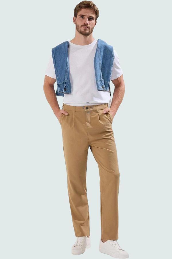 Erkek Casual Poliviskon Dokuma Pantolon Renk Geniş Paça Rahat Kalıp Yaz Aylarının Vazgeçilmezi - Image 1