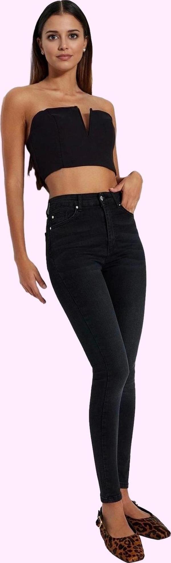 Kadın Skinny Jean Pamuk İncelten Etki Yüksek Bel Regular Boy Günlük Kullanım Modern Tasarım - Image 1