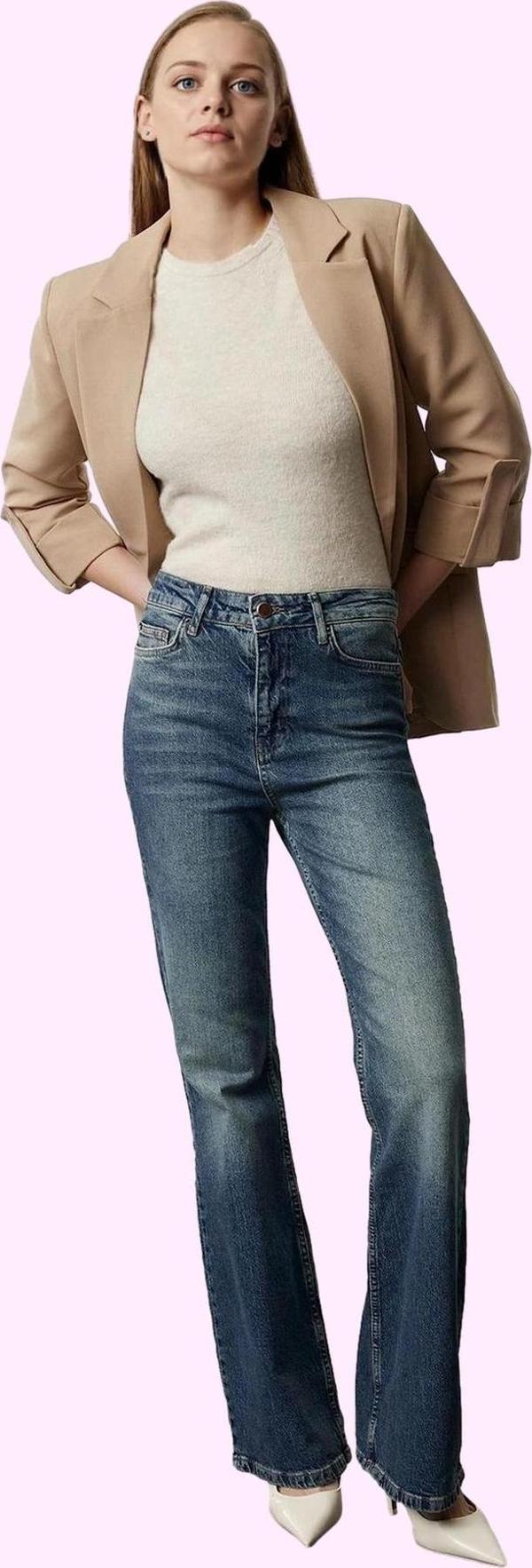 Kadın Denim Flare Jean Pantolon Yüksek Bel Pamuklu Rahat Günlük Yaz Aylarının Vazgeçilmezi - Image 1