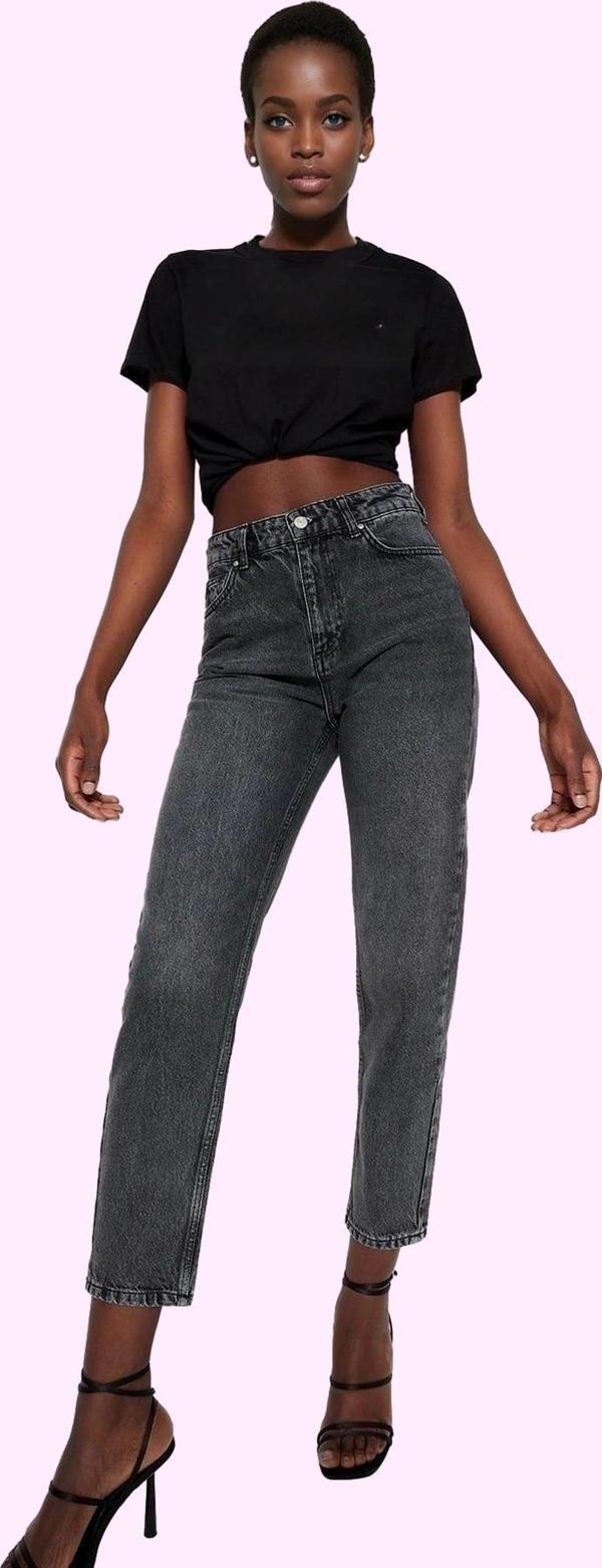 Kadın Pamuk Denim Mom Jean Pantolon Yüksek Bel Regular Boy Günlük Kullanım Kaliteli Malzeme - Image 1