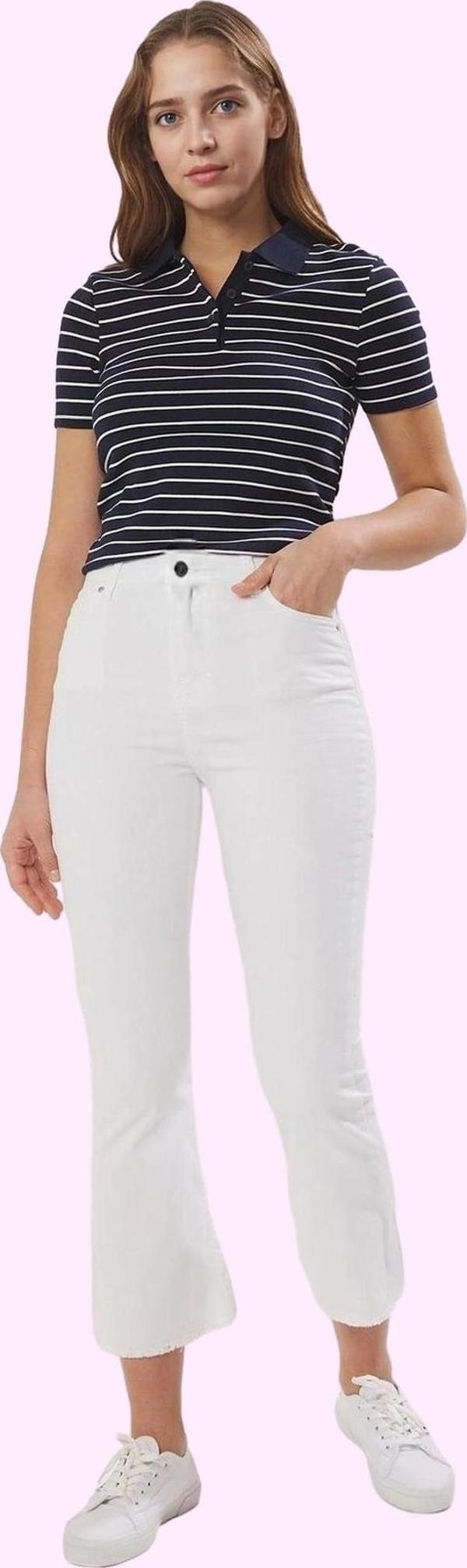 Kadın Comfort Dokuma Flare Jean Yüksek Bel Pamuk Yazlık Günlük Kullanım Yaz Aylarının Vazgeçilmezi - Image 1