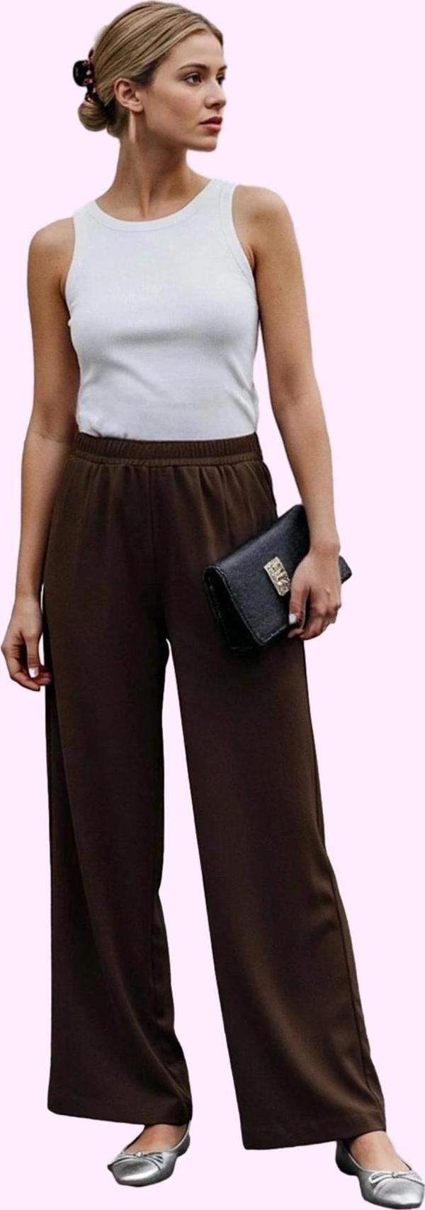 Kadın Yüksek Bel Wide Leg Dokuma Pantolon Casual Günlük Stil Hafta Sonu Yaz Aylarının Vazgeçilmezi - Image 1