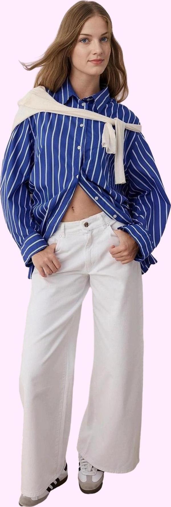 Kadın Denim Pantolon Yüksek Bel Geniş Paça Günlük Ve Rahat Kullanım Yaz Aylarının Vazgeçilmezi - Image 1