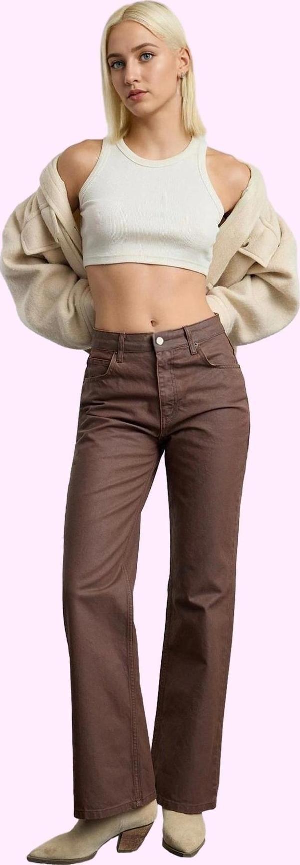 Kadın Pamuklu Düz Desen Wide Leg Pantolon Günlük Kullanım Hafta Sonu Yaz Aylarının Vazgeçilmezi - Image 1