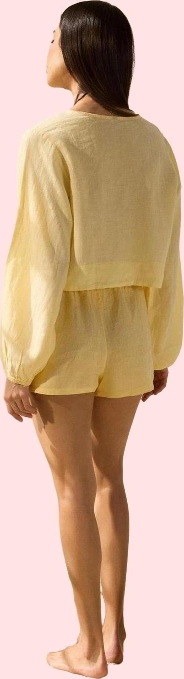Kadın Keten Crop Gömlek Basic Siluet Fitted Kalıp Rahat Yaz Kombinleri Stilin Buluştuğu Yer - Image 1