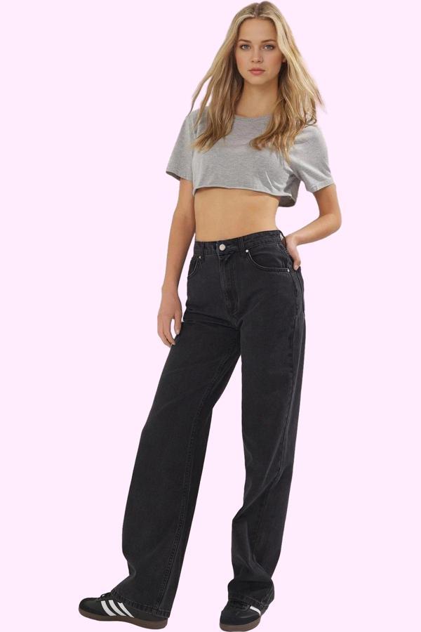 Kadın Denim Pamuk Geniş Paça Jean Pantolon Yazlık Kombin Günlük Kullanım Dayanıklı Malzeme - Image 1