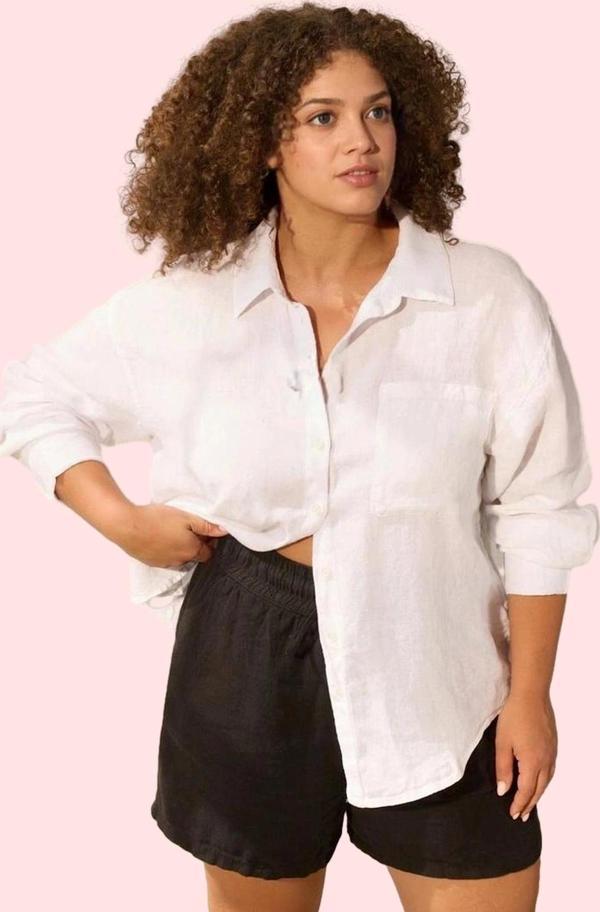 Kadın Keten Gömlek Günlük Kullanım İçin Rahat ve Şık Hafta Sonu Yaz Aylarının Vazgeçilmezi - Image 1