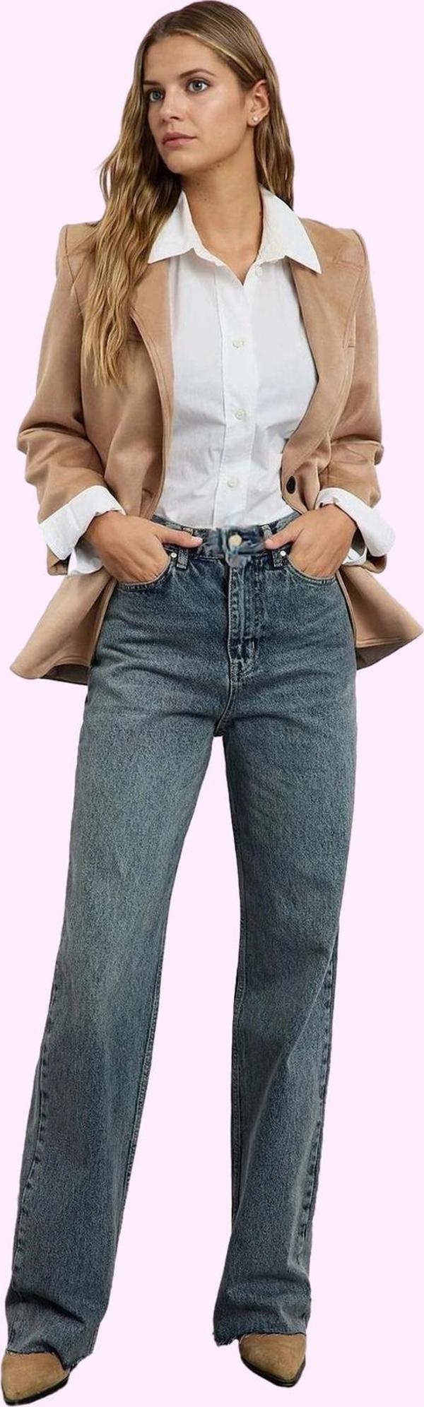 Kadın Düşük Bel Pamuklu Wide Leg Jean Pantolon Rahat Günlük Kombinler Yaz Aylarının Vazgeçilmezi - Image 1