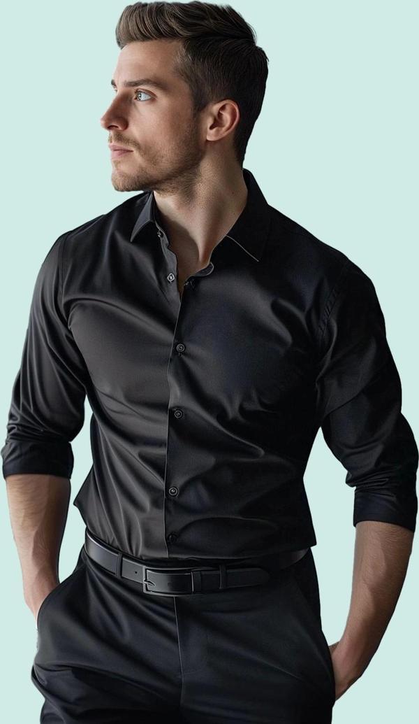 Erkek Gömlek Kolay Ütü Slim Fit Yaka Casual Dokuma Kumaş İş Ve Günlük Yaz Aylarının Vazgeçilmezi - Image 1