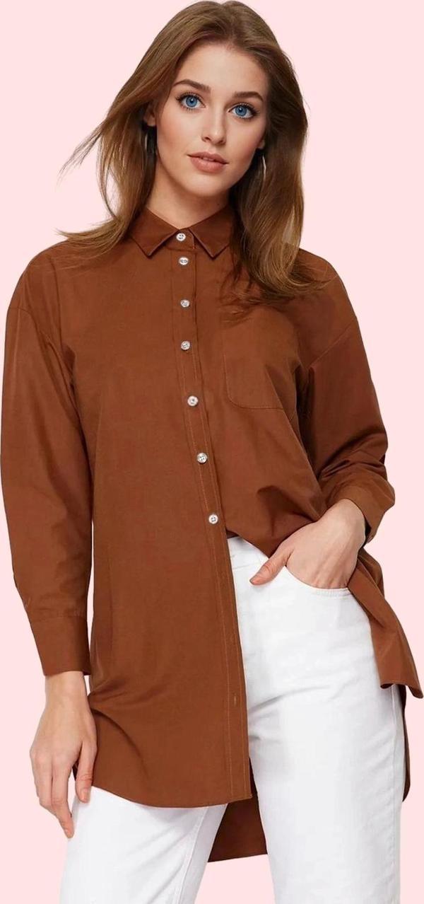 Kadın Poplin Dokuma Gömlek Günlük Ve İş Hayatı İçin Özel Günler Yaz Aylarının Vazgeçilmezi - Image 1
