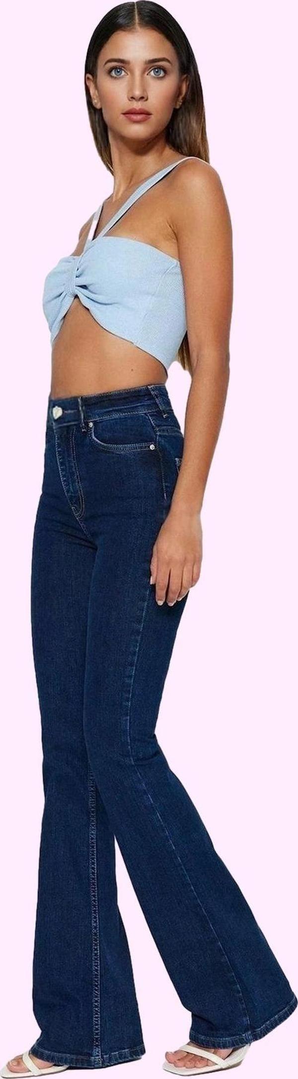 Kadın Denim Flare Jean Yüksek Bel Konforlu Günlük Stil Hafta Sonu Yaz Aylarının Vazgeçilmezi - Image 1