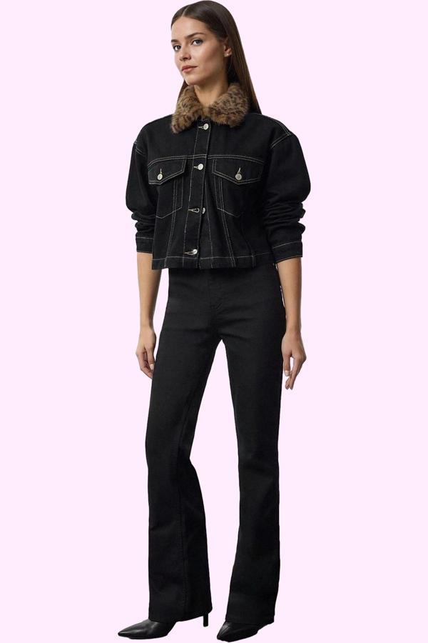 Kadın Denim Flare Jean Pantolon Yüksek Bel Uzun Boy Günlük Hafta Sonu Yaz Aylarının Vazgeçilmezi - Image 1