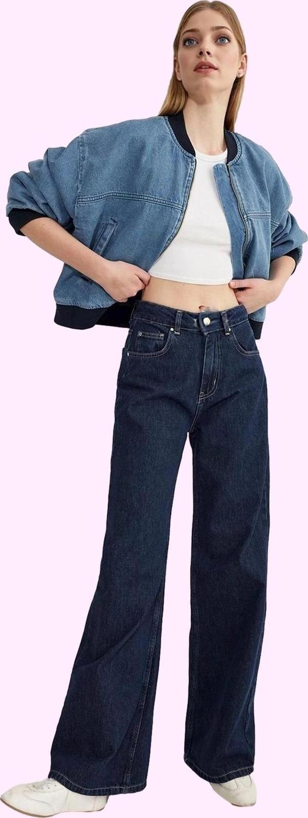 Kadın Pamuklu Denim Pantolon; Geniş Paça Günlük Şıklık Hafta Sonu Yaz Aylarının Vazgeçilmezi - Image 1