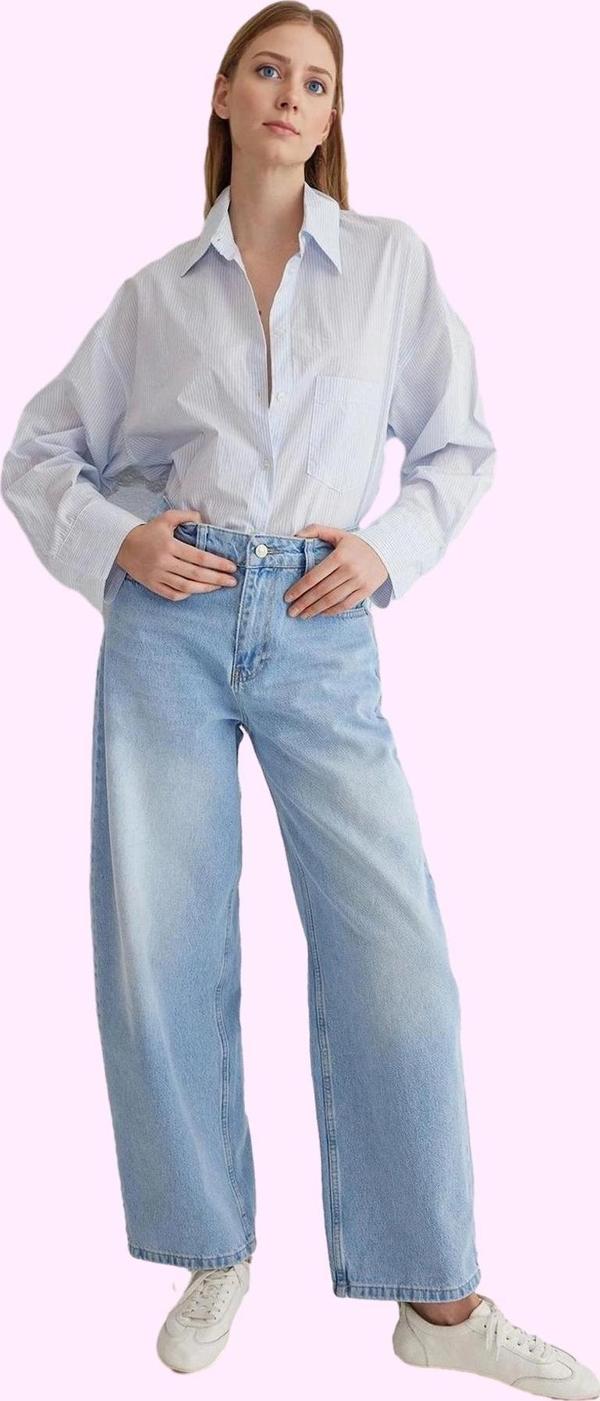 Kadın Pamuk Denim Barrel Jean Pantolon Rahat Günlük Stil Hafta Sonu Yaz Aylarının Vazgeçilmezi - Image 1