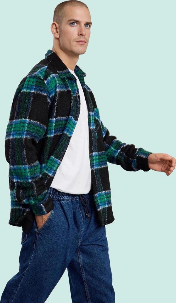 Kadın Unisex Kışlık Kareli Oversize Dokuma Gömlek Ceket Günlük Kombinler Dayanıklı Malzeme - Image 1