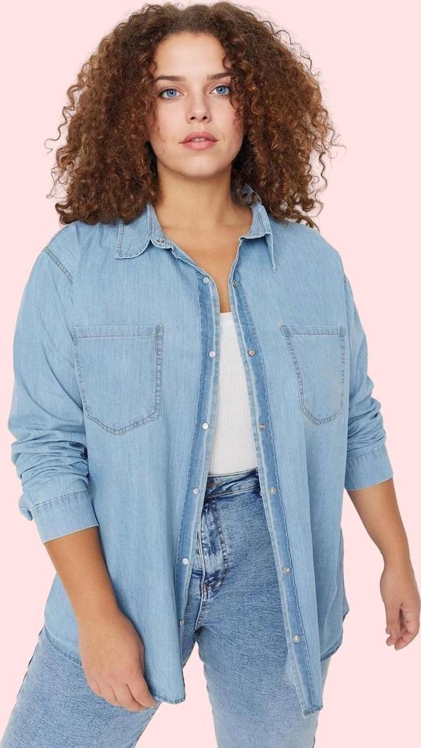 Kadın Pamuk Denim Gömlek Uzun Kollu Casual Stil Günlük Kullanım İçin Yaz Aylarının Vazgeçilmezi - Image 1