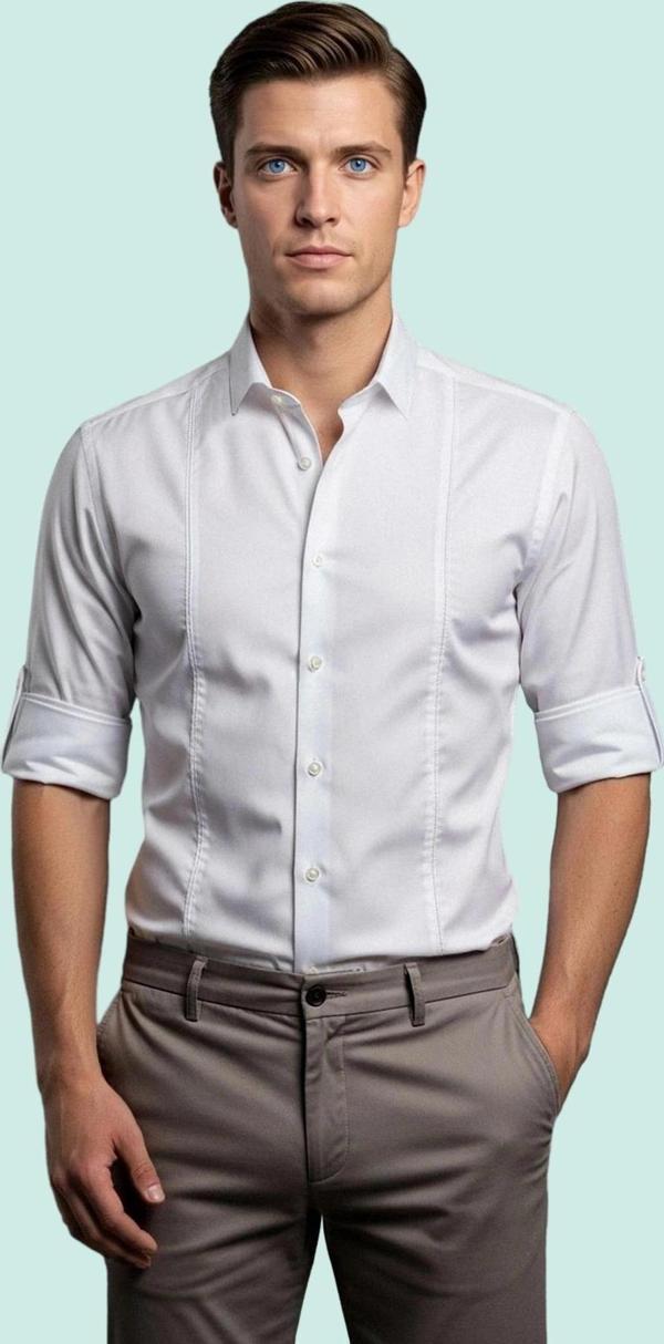 Erkek Slim Fit Düğmeli Gömlek; Apolet Detayı Günlük Şıklık Hafta Sonu Yaz Aylarının Vazgeçilmezi - Image 1