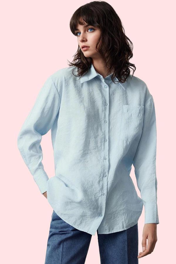 Kadın Renk Regular Kalıp Modal Polyester Günlük Kullanım Gömleği Yaz Aylarının Vazgeçilmezi - Image 1