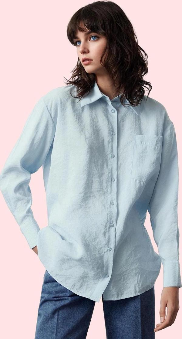 Kadın Renk Regular Kalıp Modal Polyester Günlük Kullanım Gömleği Yaz Aylarının Vazgeçilmezi - Image 1