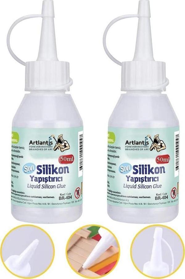 Sıvı Silikon Yapıştırıcı 50 ml 2 Adet Brons Silikon Yapıştırıcı Sıvı 50 gr Plastik Cam Mermer Kağıt Karton Tahta Köpük - Image 1