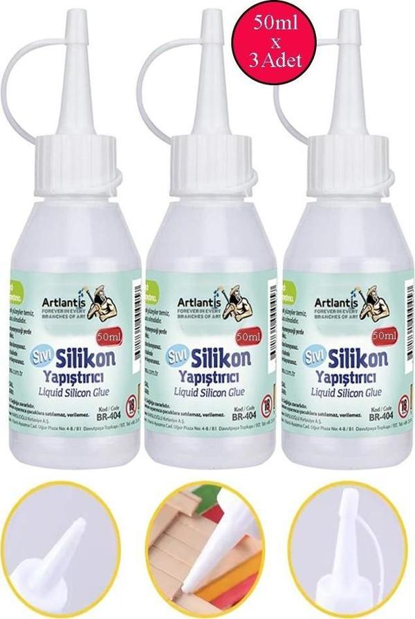 Sıvı Silikon Yapıştırıcı 50 ml 3 Adet Brons Silikon Yapıştırıcı Sıvı 50 gr Plastik Cam Mermer Kağıt Karton Tahta Köpük - Image 1