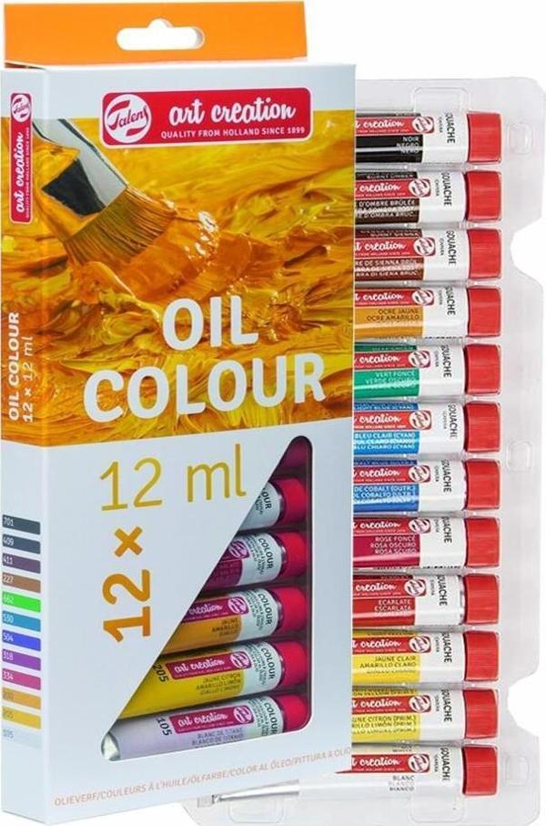 Talens 12 Renk Yağlı Boya 1 Paket Art Creation Oil Colour 12x12ml Yağlı Boya Seti Canlı Renkler Tuval Resim - Image 1