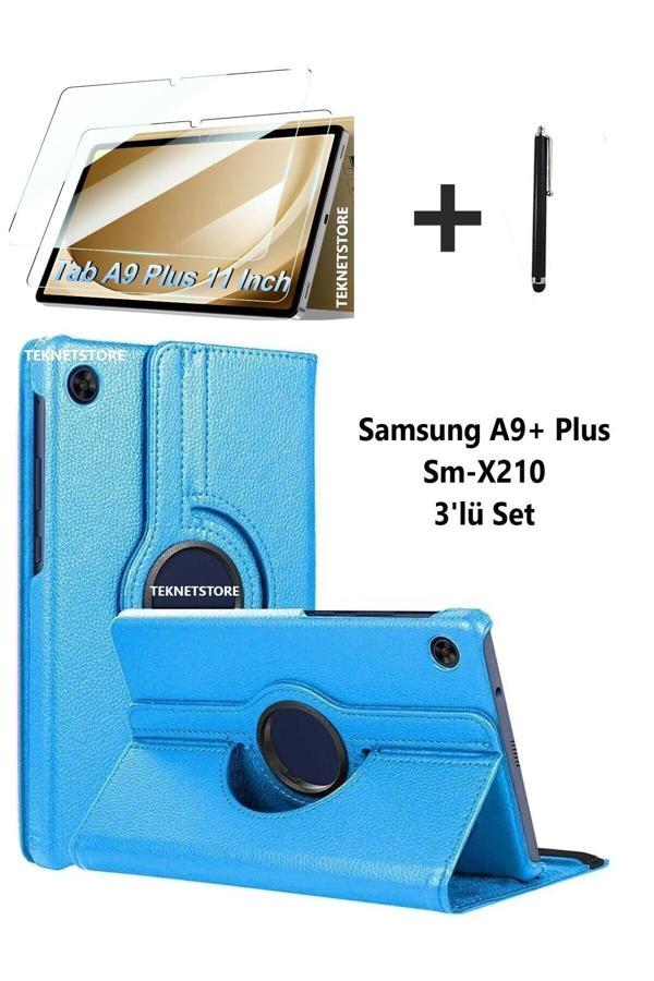 Samsung Galaxy Tab A9+ Plus 11 Inç Tablet Uyumlu 360 Döner Pu Deri Kılıf Seti Sm-x210 - Image 1