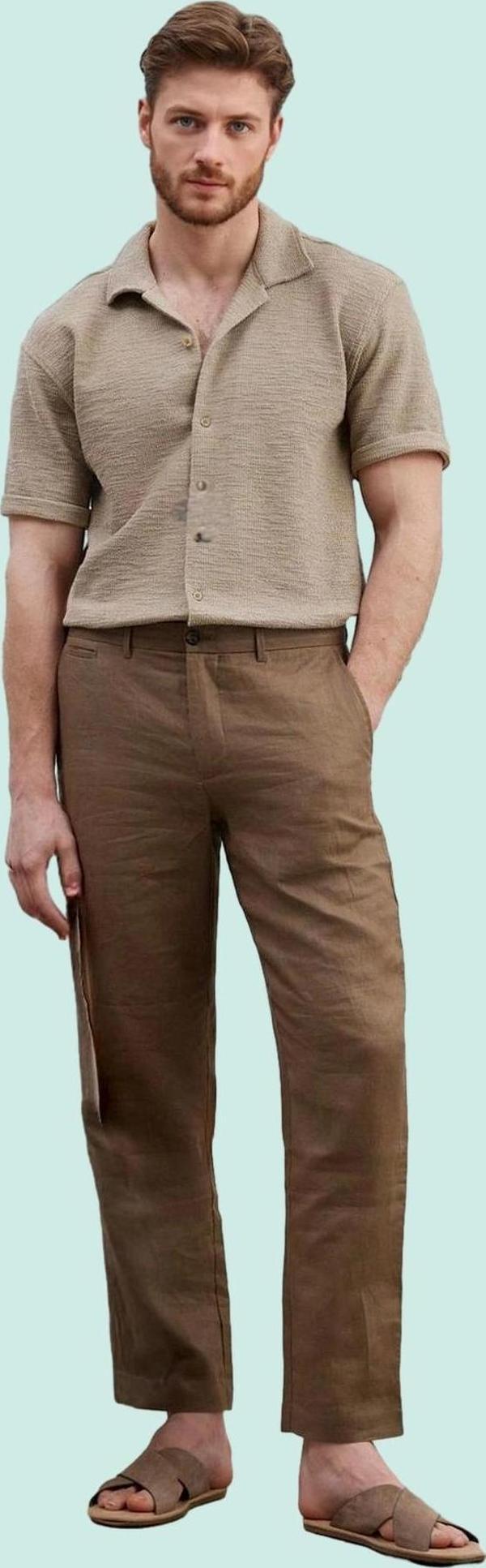 Erkek Yazlık Kısa Kollu Gömlek Rahat Dokulu Apaş Yaka Günlük Stil Yaz Aylarının Vazgeçilmezi - Image 1