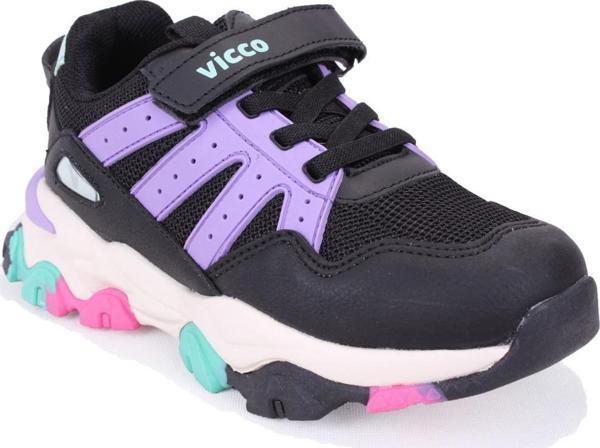 Vicco Teo 869F25K304 Siyah Mor Ortopedik Günlük Kız Çocuk Spor Ayakkabı - Image 1