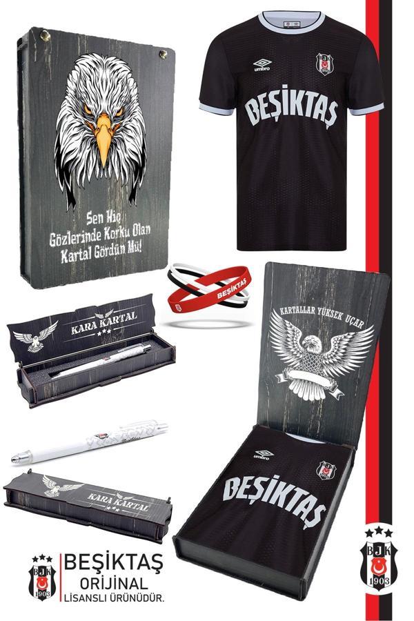 Beşiktaş Orijinal Lisanslı Nostalji Siyah Forma + Bileklik + Uçlu Kalem Set Hediyelik Ah - Image 1