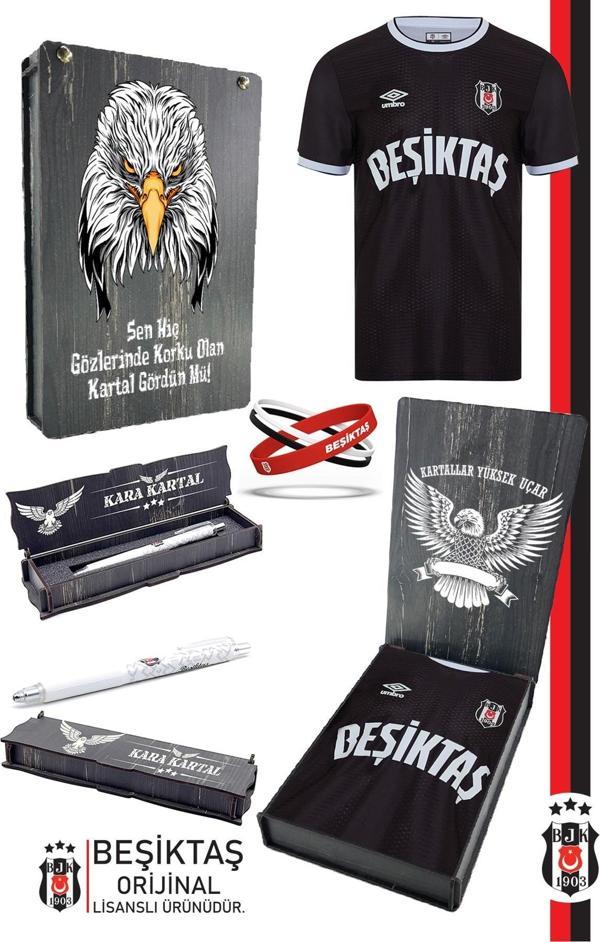 Beşiktaş Orijinal Lisanslı Nostalji Siyah Forma + Bileklik + Uçlu Kalem Set Hediyelik Ah - Image 1