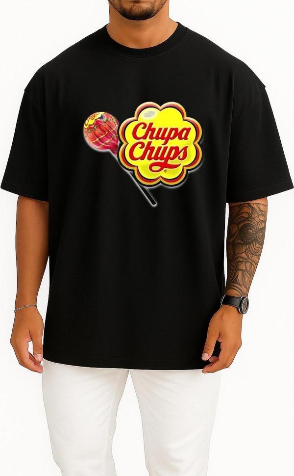 Oversize Chupa Chups Göğüs Tasarımlı Unisex T-Shirt - Image 1