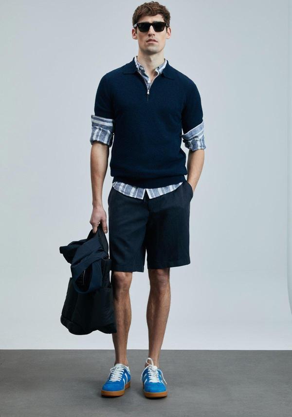 Lufian Erkek Ross Spor Chino Slim Fit Şort 111210077 Lacivert - Image 1