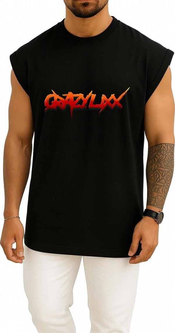 Oversize Logo Crazy Lixx Music Glam Metal Hard Göğüs Tasarımlı Unisex Spor Atlet - Image 1