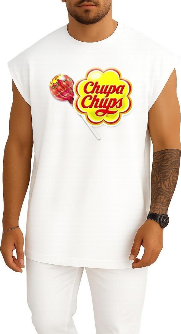 Oversize Chupa Chups Göğüs Tasarımlı Unisex Spor Atlet - Image 1