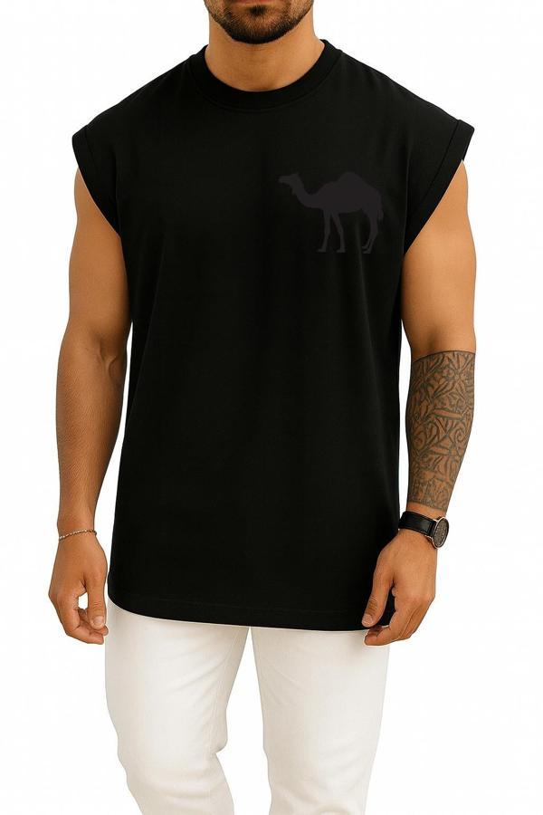 Oversize Dromedary Bactrian Deve Siluet Cep Tasarımlı Unisex Spor Atlet - Image 1