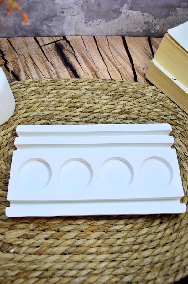 El Yapımı Taş Tozu 4’lü Tealight Mumluk –  Modern Tasarım - Image 1