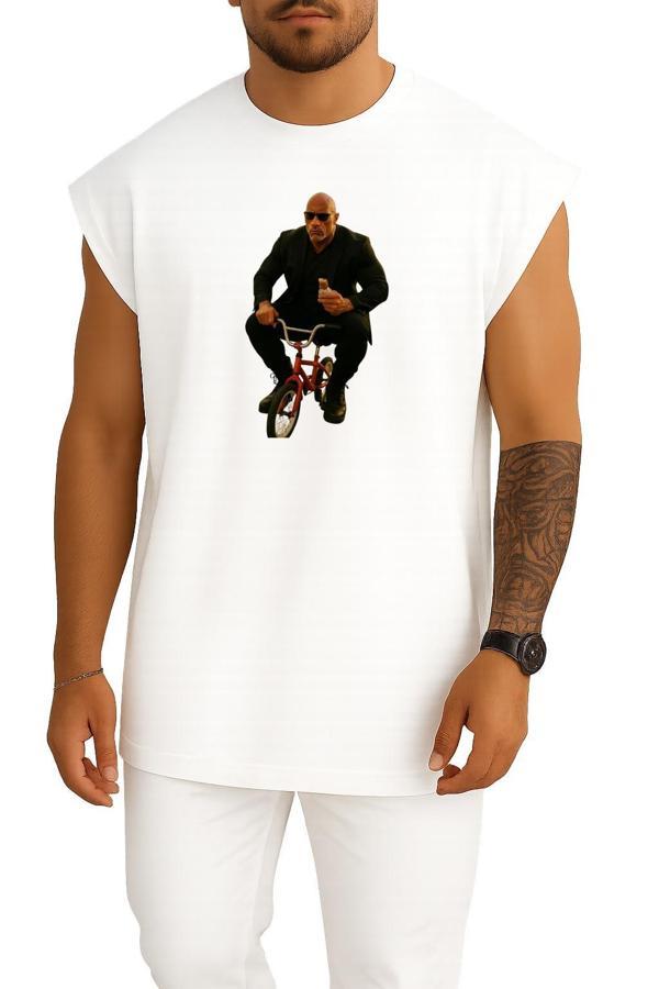 Oversize Dwayne Johnson On A Bike Göğüs Tasarımlı Unisex Spor Atlet - Image 1