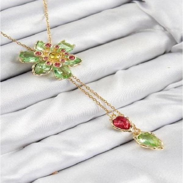 VIP Pirinç Zirkon Taşlı Çiçek Model Gold Renk Asansörlü Kadın Kolye  - Image 1