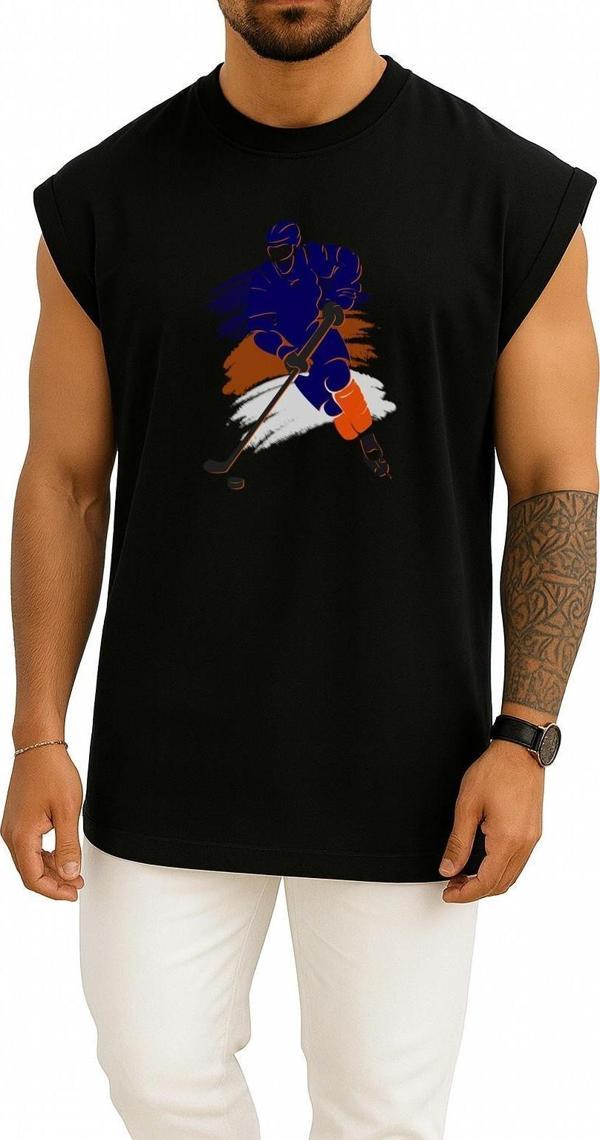 Oversize Ice Hockey Hockey Sticks Hockey Puck Göğüs Tasarımlı Unisex Spor Atlet - Image 1