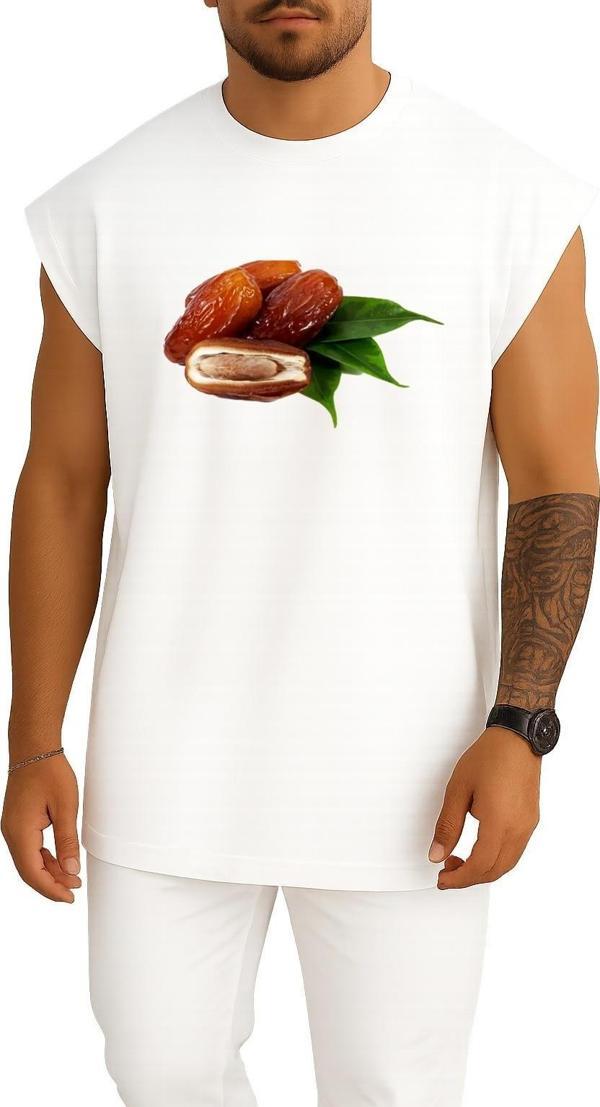 Oversize Hurma Ağacı, Hurma Ağacı, Doğal Gıdalar Göğüs Tasarımlı Unisex Spor Atlet - Image 1